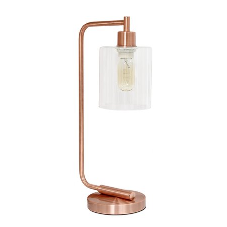 LALIA HOME Modern Iron Desk Lamp with Glass Shade, Rose Gold LHD-2003-RG